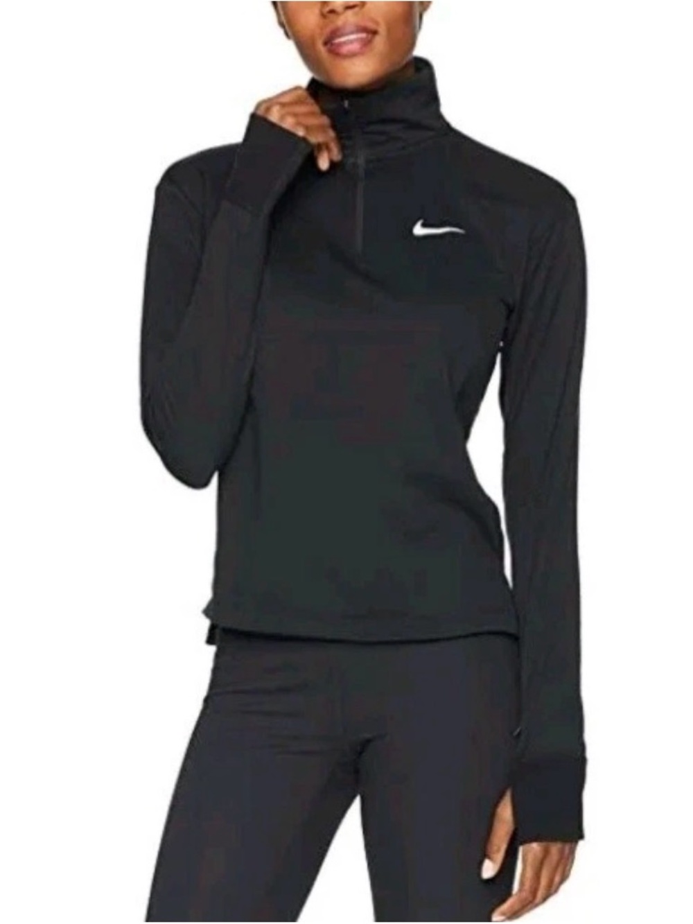 Nike Running Women’s Black 1/4 Zip Dri-Fit Athletic Top with Swoosh - 2X